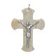 Horn cross with Jesus Christ image in rhodium 925 sterling silver white s1