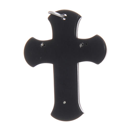 Croix en cor avec Christ argent 925 rhodié noir 2