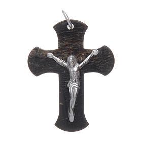 Croce in corno con Cristo argento 925 rodiato nero