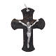 Croce in corno con Cristo argento 925 rodiato nero s1