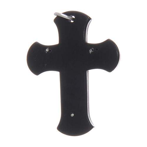 Jesus Christ cross in black rhodium 925 sterling silver and horn 2
