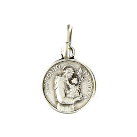 Rhodium plated medal in silver with St. Anthony of Padua 10 mm