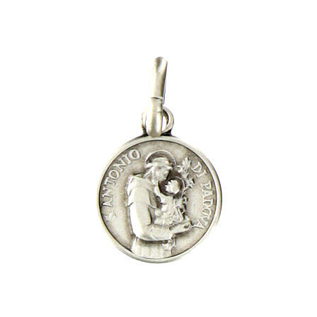 Rhodium plated medal in silver with St. Anthony of Padua 10 mm 1