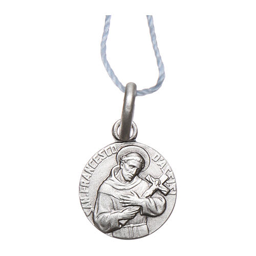 Rhodium plated medal in silver with St. Francis of Assisi 10 mm 1
