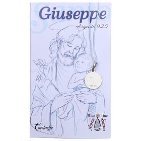 Medaglia San Giuseppe Argento 925 rodiata 10 mm