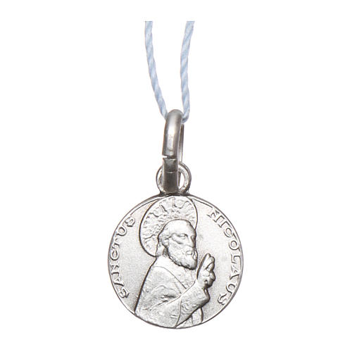 Rhodium plated medal with St. Nicholas of Bari 10 mm 1