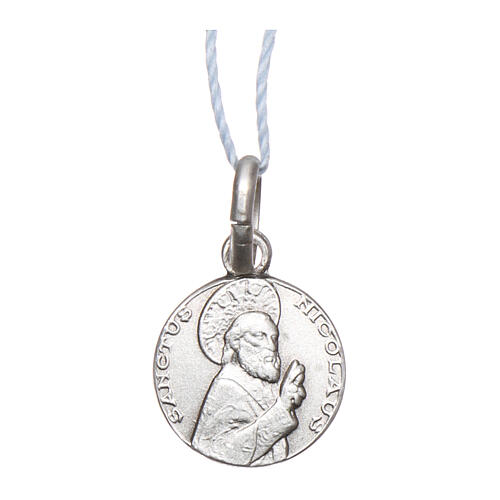 Saint Nicholas of Myra medal 925 silver finished in rhodium 0.39 in 1