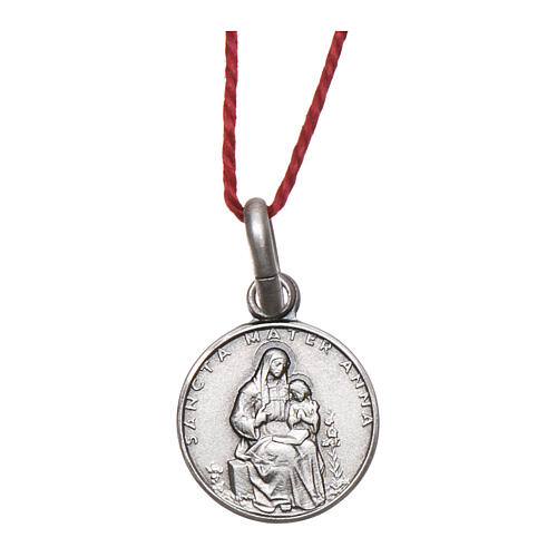 Saint Anne medal 925 silver finished in rhodium 0.39 in 1