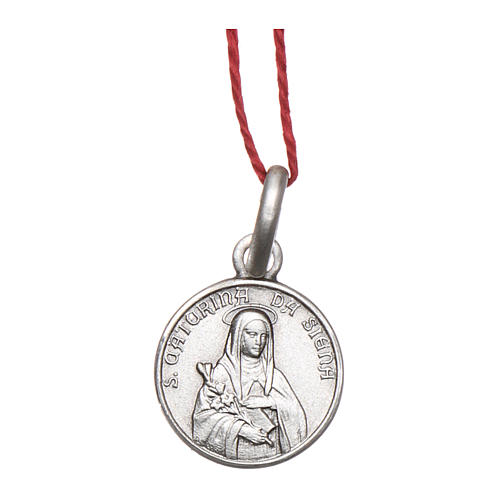Medalha Santa Catarina de Siena prata 925 radiada 10 mm 1
