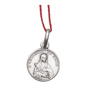 Saint Catherine of Siena medal 925 silver finished in rhodium 0.39 in