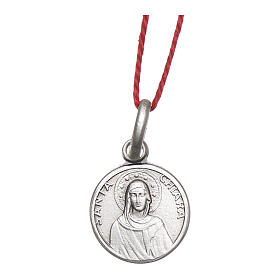 Rhodium plated medal with St. Claire 10 mm