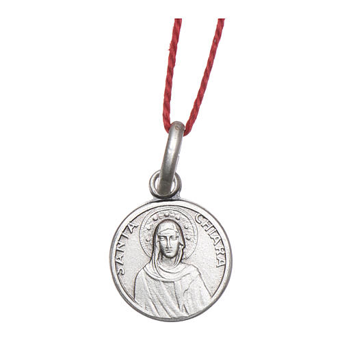 Medalha Santa Clara prata 925 radiada 10 mm 1