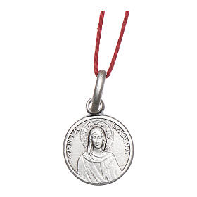Saint Clare medal 925 silver finished in rhodium 0.39 in