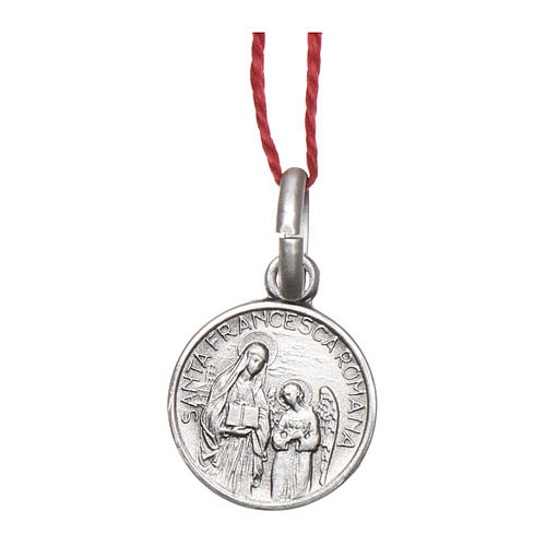 Medalha Santa Francisca Romana prata 925 radiada 10 mm 1