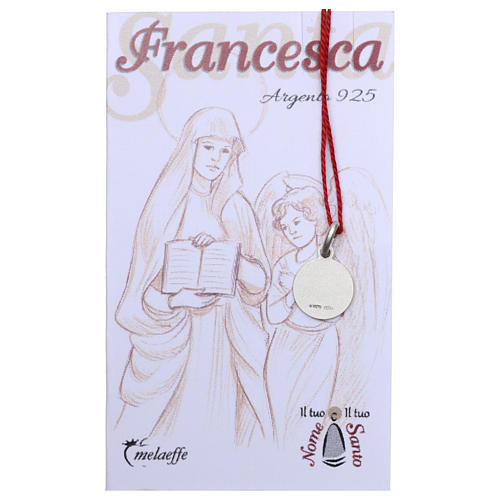 Medalha Santa Francisca Romana prata 925 radiada 10 mm 2