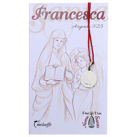 Saint Frances of Rome medal 925 silver finished in rhodium 0.39 in