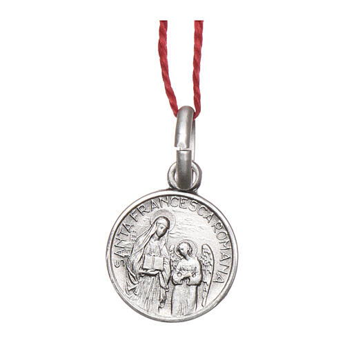 Saint Frances of Rome medal 925 silver finished in rhodium 0.39 in 1