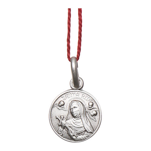 Rhodium plated medal with St. Rita of Cascia 10 mm 1