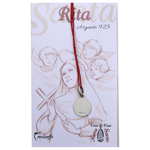 Rhodium plated medal with St. Rita of Cascia 10 mm 2