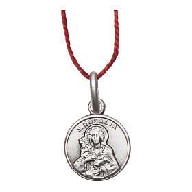 Saint Rosalia medal 925 silver finished in rhodium 0.39 in