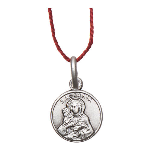 Saint Rosalia medal 925 silver finished in rhodium 0.39 in 1