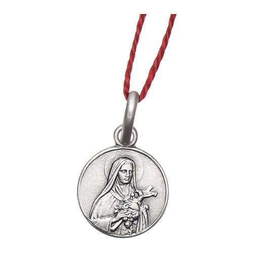 Medaglia Santa Teresa Bambin Gesù Argento 925 rodiata 10 mm 1