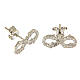 Infinity shaped AMEN stud earrings with white zircons 925 sterling silver finished in rhodium s2