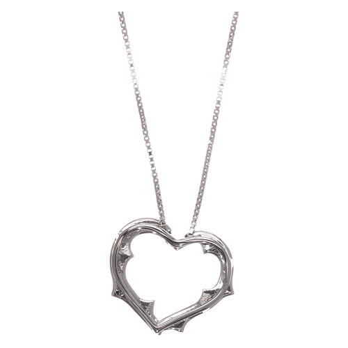 AMEN Necklace irregular heart with white zircons 925 sterling silver finished in rhodium 2