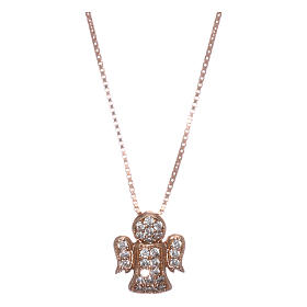 Collana AMEN angelo argento 925 rosato zirconi bianchi