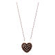 Heart-shaped AMEN necklace in pink 925 silver with black rhinestones s1