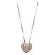 Heart-shaped AMEN necklace in pink 925 silver with white rhinestones s1
