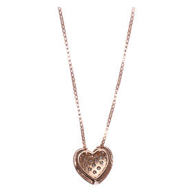 AMEN Necklace 925 sterling silver rosé finish heart pendant white zircons