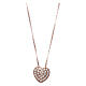 AMEN Necklace 925 sterling silver rosé finish heart pendant white zircons s1