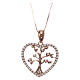 Heart-shaped AMEN necklace in pink 925 silver with tree of life white rhinestones s1