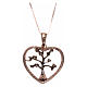 Heart-shaped AMEN necklace in pink 925 silver with tree of life white rhinestones s2