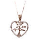AMEN Necklace 925 sterling silver rosé finish heart with tree of life white zircons s1