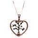 AMEN Necklace 925 sterling silver rosé finish heart with tree of life white zircons s2