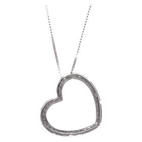 AMEN Necklace 925 sterling silver finished in rhodium heart shaped pendant with white zircons