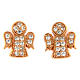 Angel-shaped AMEN earrings in pink 925 silver with hollow heart and white rhinestones s1