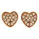 Heart-shaped AMEN earrings in pink 925 silver with white rhinestones s1