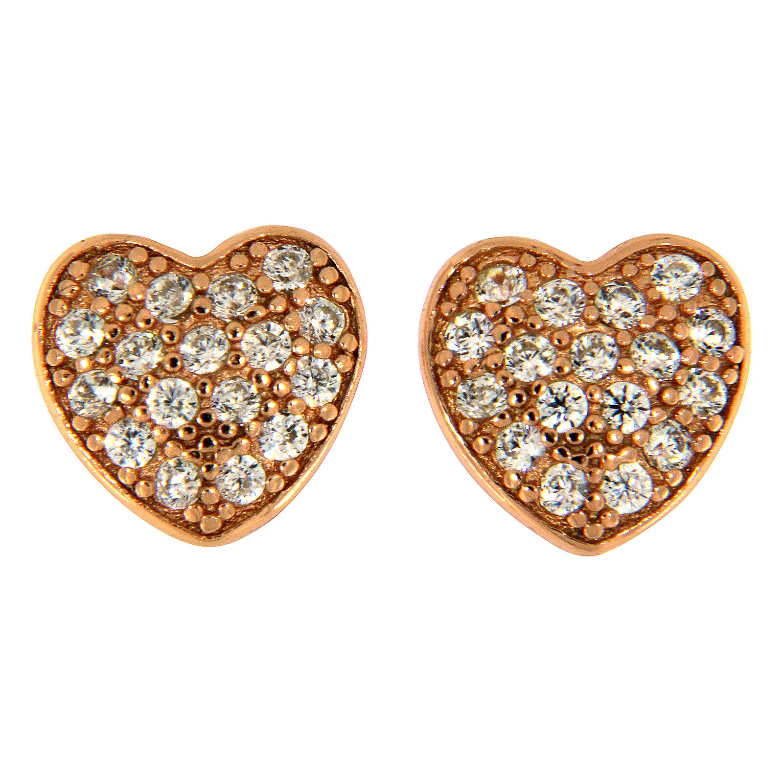 AMEN heart shaped stud earrings 925 sterling silver rosé | online sales ...