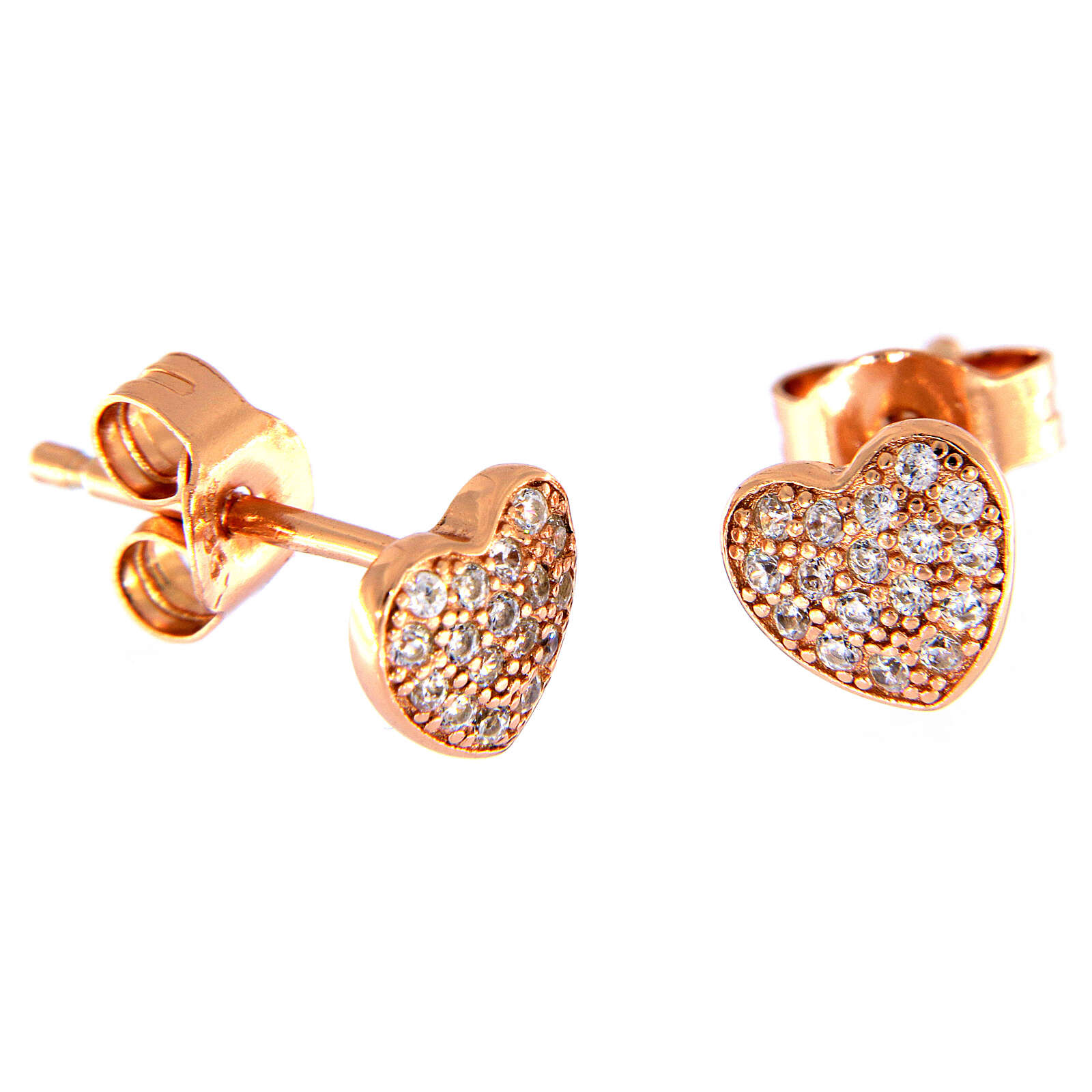 AMEN heart shaped stud earrings 925 sterling silver rosé | online sales ...