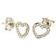 Heart-shaped AMEN earrings in pink 925 silver with white rhinestones s2