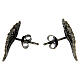 Boucles d'oreilles AMEN type clous argent 925 rhodié noir ailes d'ange zircons noirs s3