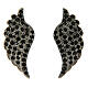 AMEN stud earrings black rhodium-plated 925 silver angel's wings black zircons s1