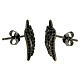 AMEN stud earrings black rhodium-plated 925 silver angel's wings black zircons s2