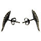 AMEN stud earrings black rhodium-plated 925 silver angel's wings black zircons s3