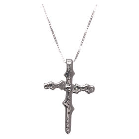 Collana AMEN argento 925 rodiato croce zirconi bianchi
