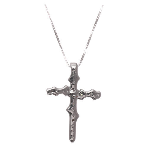AMEN Necklace 925 sterling silver irregular cross pendant with white zircons  2