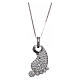 Foot-shaped AMEN necklace in rhodium-plated 925 silver with white rhinestones s1
